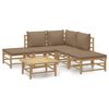 vidaXL 6-delige Loungeset met kussens bamboe taupe