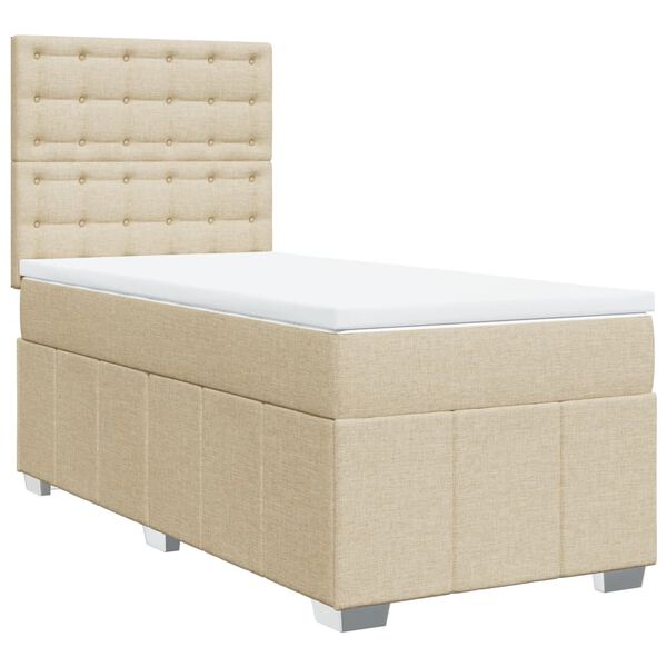 vidaXL Boxspring met matras stof cr&egrave;mekleurig 80x200 cm