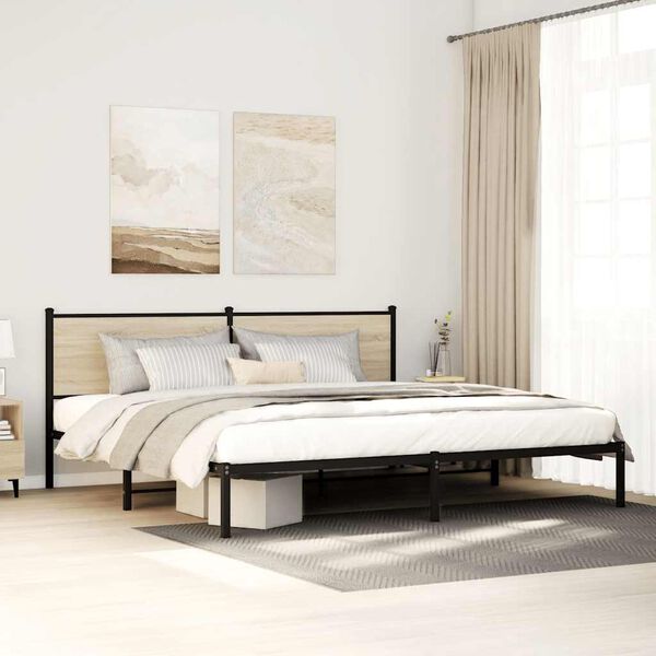 vidaXL Bedframe zonder matras metaal sonoma eikenkleurig 193x203 cm