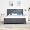 vidaXL LED Boxspring Bed met Matras Donkergrijs 180 x 200 cm Fluweel