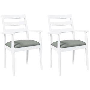 vidaXL Eetkamerstoelen met kussens 2 stuks wit massief hout rubber