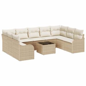 vidaXL Tuin Sofa Set Beige poly rattan