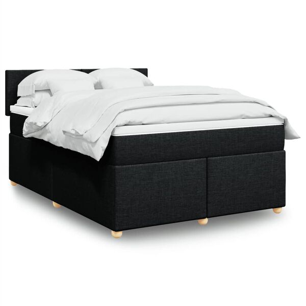 vidaXL Boxspring met matras stof zwart 140x190 cm