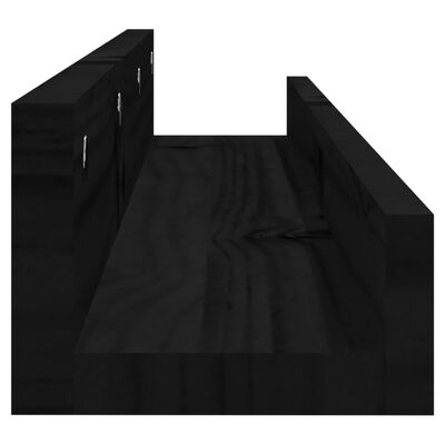 vidaXL Wandschappen 2 st 80x12x9 cm massief grenenhout zwart