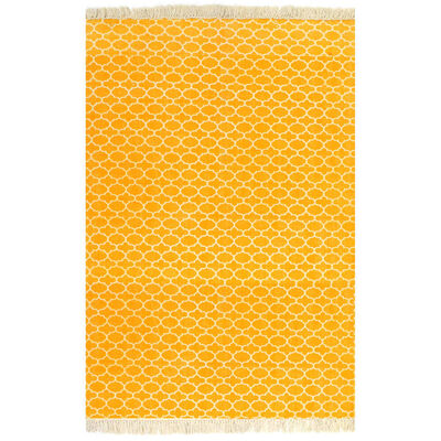 vidaXL Kelim vloerkleed met patroon 120x180 cm katoen geel