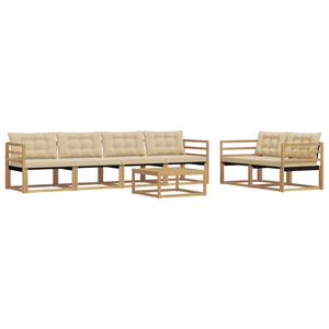 vidaXL Buiten bankenset 7 st Wit en Beige
