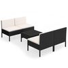 vidaXL 5-delige Loungeset met kussens poly rattan zwart