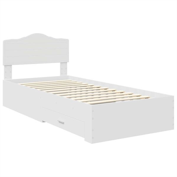 vidaXL Bedframe met hoofdeinde met lade Wit 70 x 190 cm Bewerkt hout