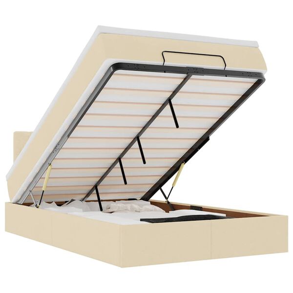 vidaXL Ottoman bed met matras en LED's 120x200cm stof crèmekleurig
