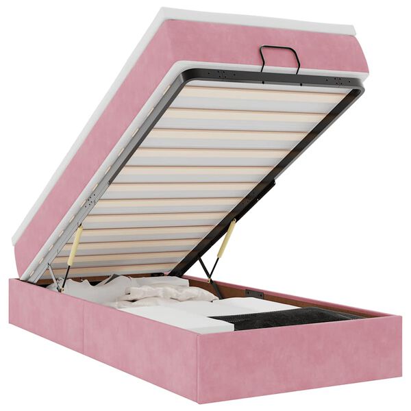 vidaXL Ottoman bed met matras 90x200cm fluweel roze