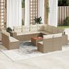 vidaXL 12-delige Loungeset met kussens poly rattan beige