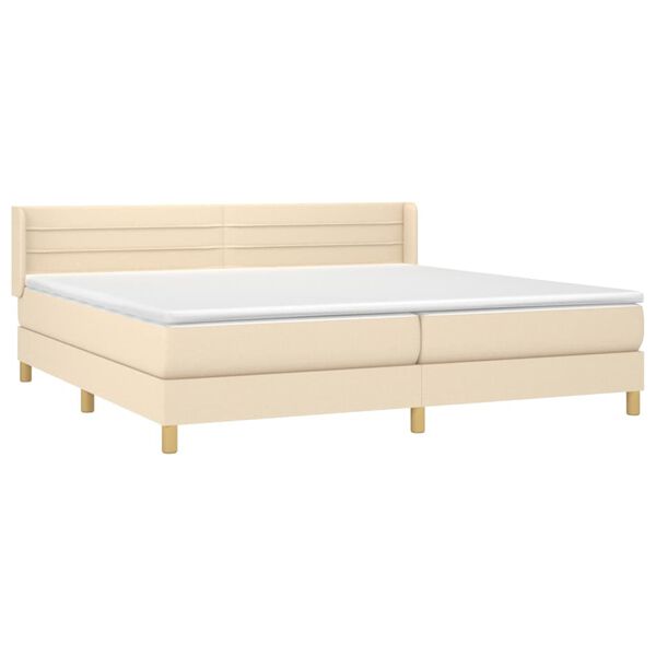 vidaXL Boxspring met matras stof cr&egrave;mekleurig 200x200 cm