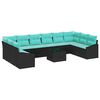 vidaXL Bankstel met kussen 11 pcs Zwart poly rattan