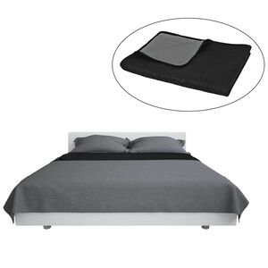 vidaXL Bedsprei dubbelzijdig 170x210 cm quilt grijs en zwart
