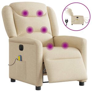 vidaXL Massagestoel elektrisch verstelbaar stof cr&egrave;mekleurig
