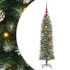 vidaXL Kunstmatige slanke kerstboom Groen en Wit 120 cm