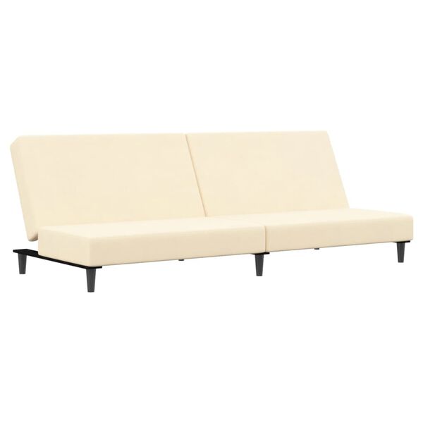 vidaXL Slaapbank 2-zits met voetenbank fluweel cr&egrave;mekleurig