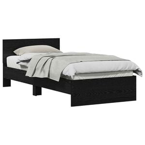 vidaXL Bedframe met hoofdeinde Zwart Eiken 90 x 200 cm Bewerkt hout