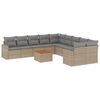 vidaXL 11-delige Tuinset met kussens poly rattan beige