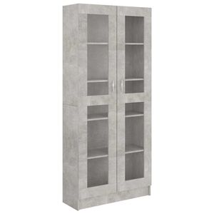 vidaXL Vitrinekast 82,5x30,5x185 cm bewerkt hout betongrijs