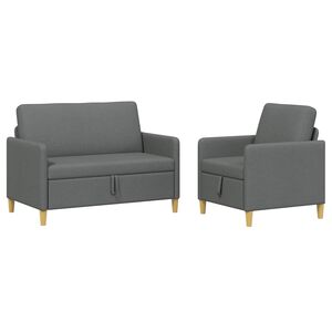 vidaXL Bankenset met opbergruimte 2 st Donkergrijs Polyester