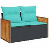 vidaXL 5-delige Loungeset met kussens poly rattan acacia zwart