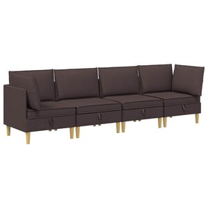 vidaXL Modulaire Sofa Set met Opslag 4 pcs Donkerbruin Stof