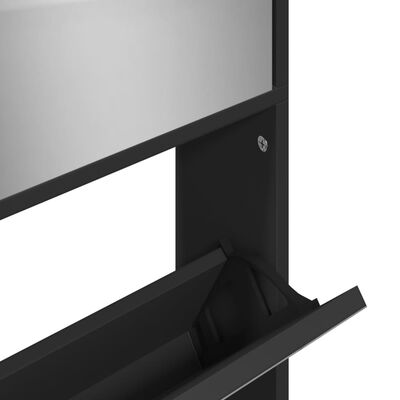 vidaXL Schoenenkast met spiegel 4-laags 63x17x134 cm zwart
