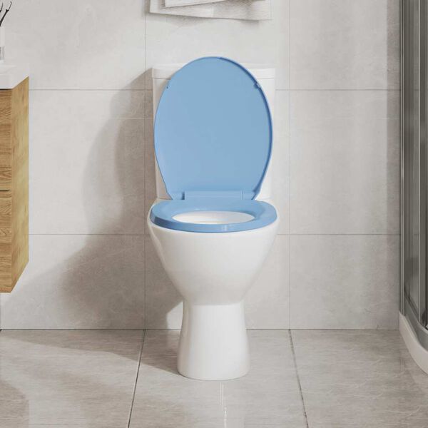 vidaXL Toiletbril soft-close en quick-release ovaal blauw