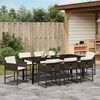 vidaXL Tuin eettafelset 9 pcs Bruin poly rattan