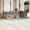 vidaXL 11-delige Tuinset met kussens poly rattan beige
