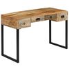 vidaXL Bureau 117x50x76 cm massief mangohout en echt leer