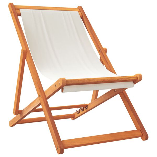 vidaXL Strandstoelen 2 st inklapbaar stof cr&egrave;mewit