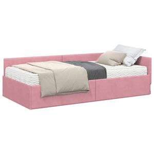 vidaXL Hoekbedframe met Matras Anders 2 st Grijs Fluweel
