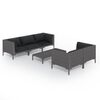 vidaXL 6-delige Loungeset met kussens poly rattan donkergrijs