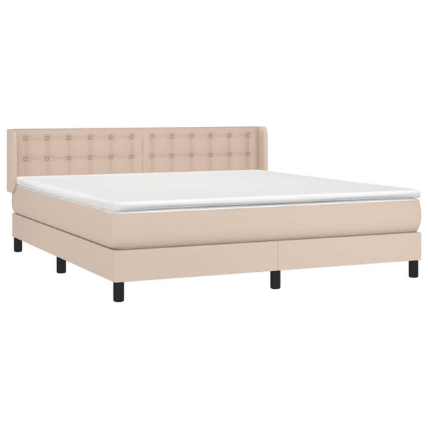 vidaXL Boxspring met matras kunstleer cappuccinokleurig 160x200 cm