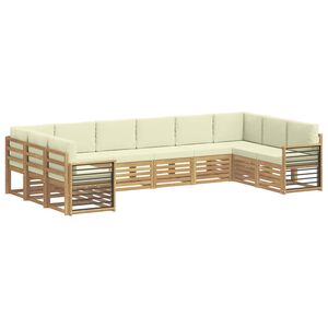 vidaXL Hoekbank Set met kussen 10 pcs Wit en cr&egrave;mekleurig Polyester