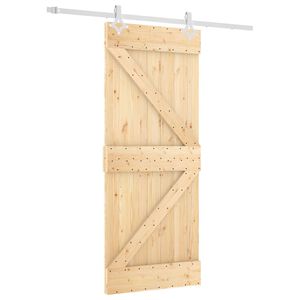 vidaXL Schuifdeur 85 x 210 cm Massief Grenenhout (Niet-Behandeld)