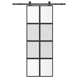 vidaXL Schuifdeur met beslag 76x205 cm gehard glas en aluminium