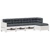 vidaXL 5-delige Loungeset met kussens massief grenenhout wit