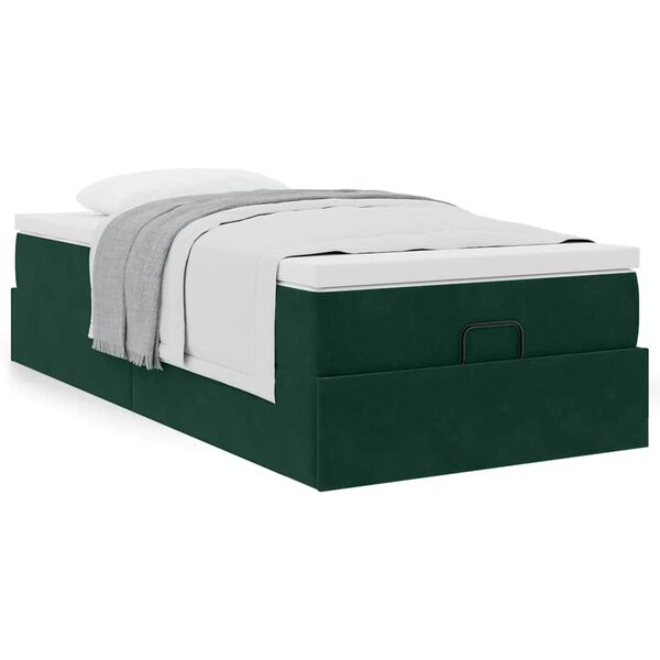 vidaXL Ottoman bed met matras 100x200 cm fluweel donkergroen