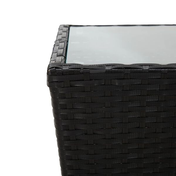 vidaXL Theetafel 41,5x41,5x43 cm poly rattan en gehard glas zwart