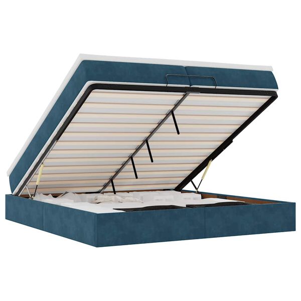 vidaXL Ottoman bed met matrassen 200x200cm fluweel donkerblauw