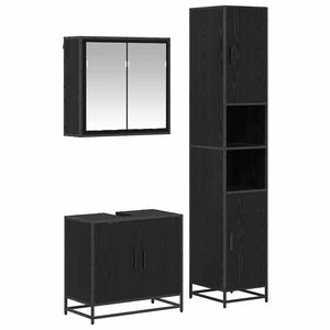 vidaXL Badkamermeubelset met plank 3 pcs Zwart Eiken Bewerkt hout