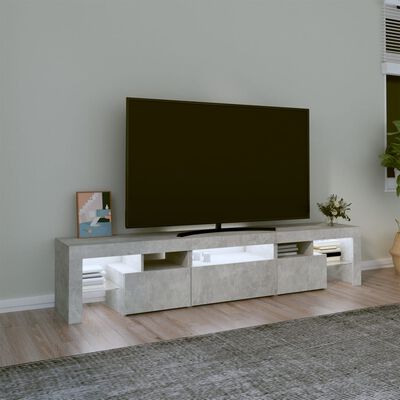 vidaXL Tv-meubel met LED-verlichting 200x36,5x40 cm betongrijs