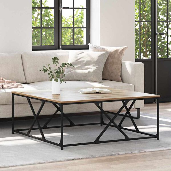 vidaXL Salontafel Artisan Eiken 100 x 100 x 40 cm Bewerkt hout