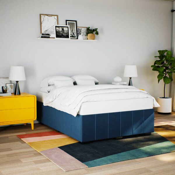 vidaXL Bedframe zonder matras stof blauw 160x200 cm