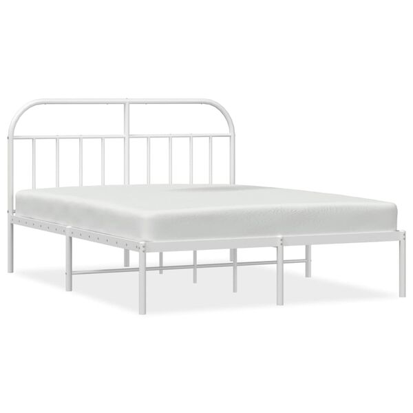 vidaXL Bedframe met hoofdbord metaal wit 140x190 cm