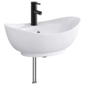 vidaXL Badkamer wastafel met kraan en afvoer Mat Zwart 59 x 35 x 21 cm