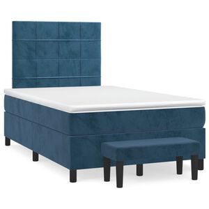 vidaXL Boxspring met matras fluweel donkerblauw 120x200 cm